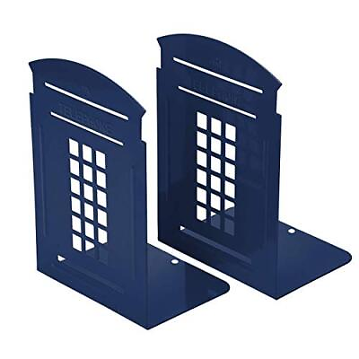 #ad Metal Bookends Heavy Metal Non Skid Sturdy Telephone Booth Decorative Gift fo...