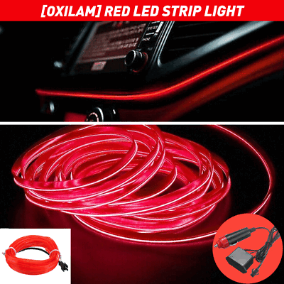 #ad 2M Red Light Bar Car Decor Atmosphere Wire Light Lamp Strip Car Auto Accessories