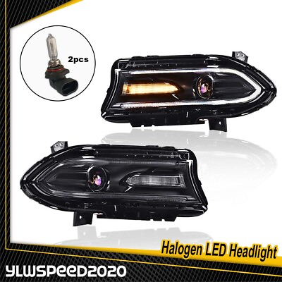 #ad Fit For Dodge Charger 2015 22 Headlights LED DRL Halogen Left amp; Right Headlamps