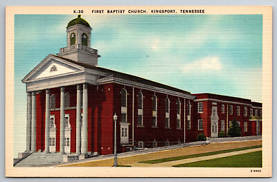 #ad Vintage Postcard TN Kingsport First Baptist Church Linen 8083