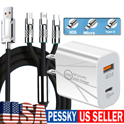 #ad PD 20W QC 3.0 Fast Phone Charger Plug Cable For iPhone 15 Pro Max 14 13 12 11