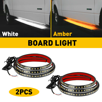 #ad 2 Running Board LED Light DRL Side Step Strip 60 Bar inch 60quot; Bright Amber White
