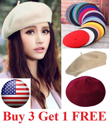 #ad New Warm French Style Lightweight Casual Classic Beanie Solid Color Wool Beret