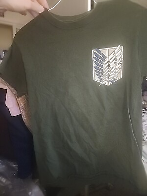 #ad Attack On Titan Shirt Sz S Green Wings Of Freedom Front and Back Anime CR4