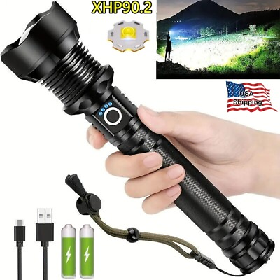 #ad 9000000 Lumens Super Bright LED Flashlight Tactical Rechargeable LED Work Lights