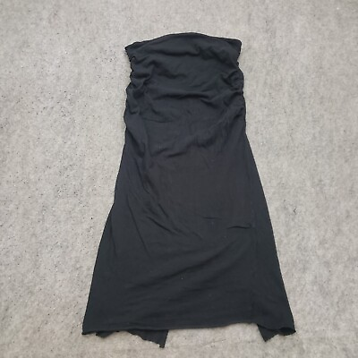 #ad James Perse Dress Womens 1 Black Mini A line Ruched Strapless Sleeveless Ladies