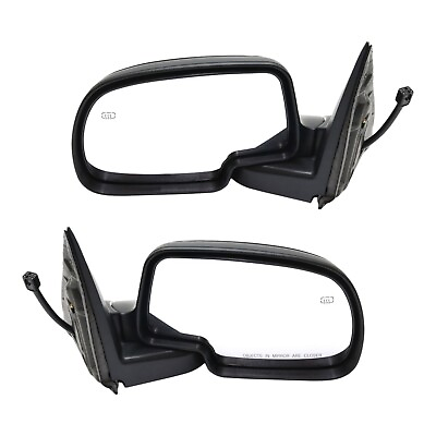 #ad Side View Mirrors Power Heated Smooth Black with Puddle Pair For 00 02 Chevy GMC