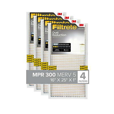 #ad 16x25x1 Air Filter MPR 300 MERV 5 Clean Living Dust Reduction 4 Filters
