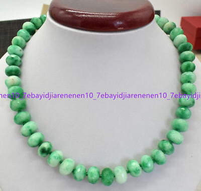 #ad #ad Natural 8x12mm Green Jade Jadeite Gemstone Rondelle Beads Necklace 16 28 in