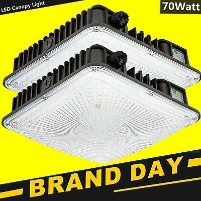 #ad USA LED Canopy Light 70Watt Gas Station Carport Ceiling Lights100 277VAC 5500K