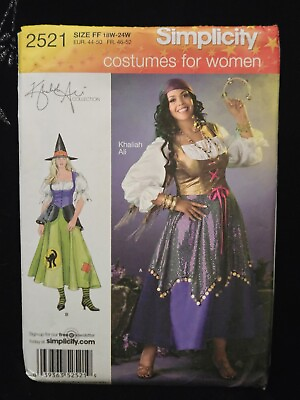 #ad Gypsy Witch Costume Pattern Simplicity #2521 NEW 2009 size 18W To 24W