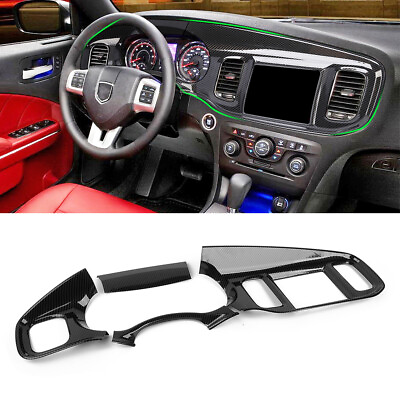 #ad For 2011 2014 Dodge Charger Instrument Dashboard Panel Cover Bezel Carbon Fiber