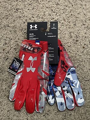 #ad UA UNDER ARMOUR F8 LE FREEDOM ADULT RECEIVER FOOTBALL GLOVES 1370840 601 L