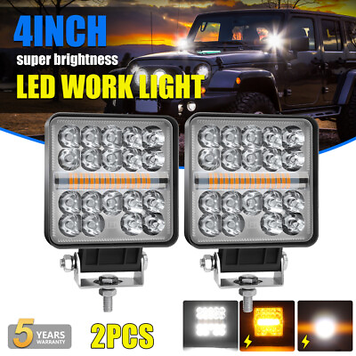 #ad 2X 4quot;INCH Square LED Work Light Pods Flood SPOT For Off Road Driving ATV SUV 4X4