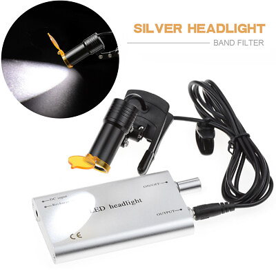 #ad 5W Dental LED Headlight Lamp with Filter for Dental Loupes Plastic Clip Silver