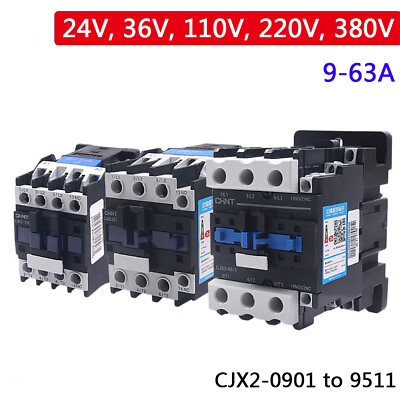 #ad AC Contactors 9 95 Amp 2436110220380V Coil Voltage 3 Pole CJX2 0910 to 9511