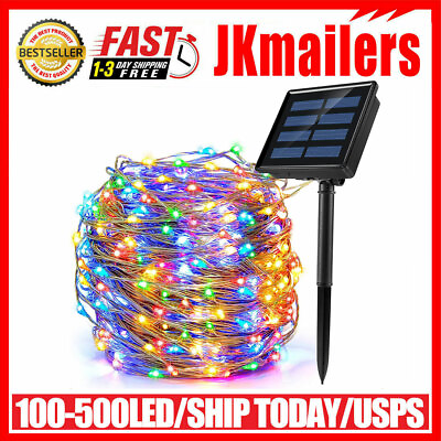 100 500 LED Solar Power String Fairy Lights Garden Outdoor Party Christmas Lamp