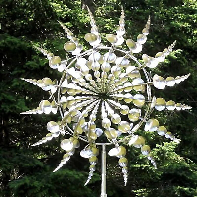#ad Magical Wind Powered Kinetic Windmill Metal And Sculpture Spinner Garden Unique