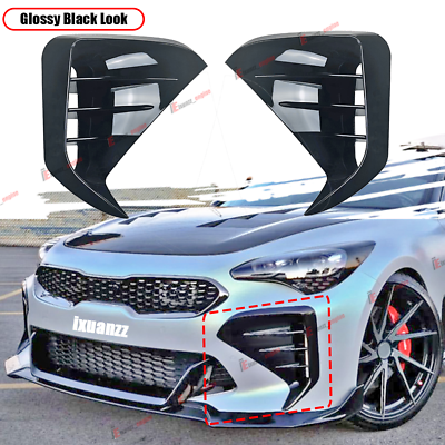 #ad For KIA Stinger 2017 2023 Glossy Black Front Bumper Vent Hole Cover Body Kit