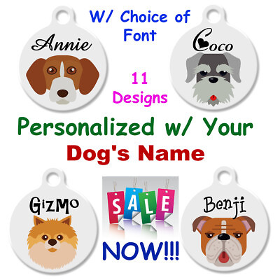 #ad Personalized Pet ID Tags for Dog Custom Dog#x27;s NAME 11 Cute Dog TYPE Faces #075B