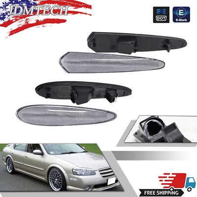 #ad FOR 2000 2003 NISSAN MAXIMA CLEAR LENS SIDE MARKER LIGHTS FRONT amp; REAR 4PCS