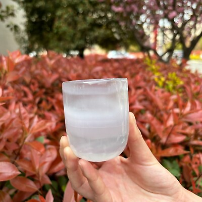 #ad Natural Yttrium Fluorite Teacup Quartz Crystal Cup Hand Carved Healing