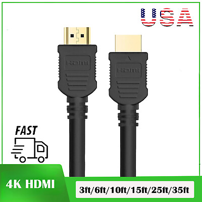 #ad 4K HDMI Cable Cord high speed with ethernet 3 6 10 15 25 35ft for PC