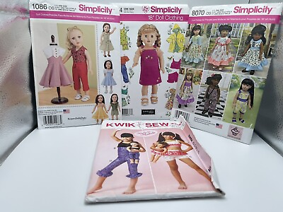 #ad Simplicity And Kwik Sew Lot Of 4 Uncut 18 Inch Doll Clothing Patterns