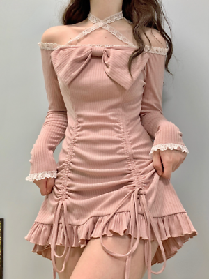 #ad Sweet Lolita Dress Women Kawaii Bow JapanStyle Party Mini Dresses Female Fashion
