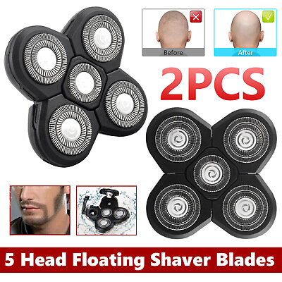 #ad 2PCS 5 Blades Floating Shaving Bald Replacement Shaver Head For Electric Razor