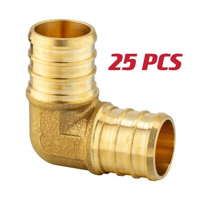 #ad 25 PCS EFIELD PEX 1 inch 90 Degree Elbow Barb Crimp Brass Fitting Lead Free