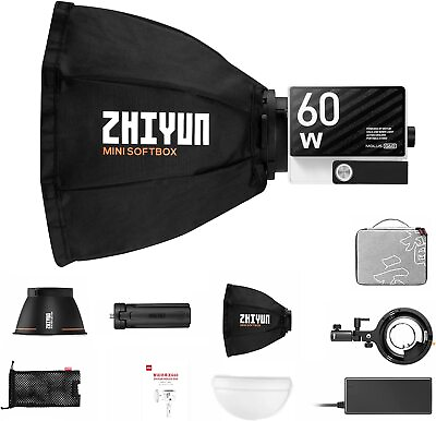 #ad ZHIYUN MOLUS G60 Combo Softbox Lighting Kit 60W COB Video Light 11194Lux CRI 96
