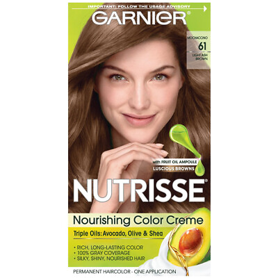 #ad Garnier Nutrisse Nourishing Permanent Hair Color Crème. 61 Light Ash Brown