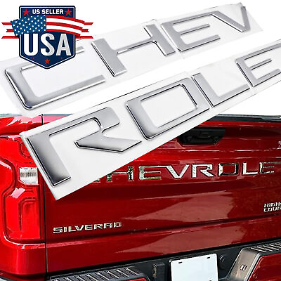 #ad Chrome Raised Tailgate Letters Decal Fit For Chevy Chevrolet Silverado 2019 2024
