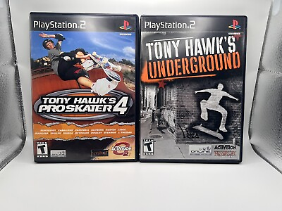 #ad Tony Hawk PS2 Lot PlayStation Pro Skater 4 and Underground CIB Minty