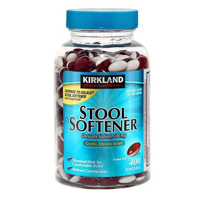 #ad Kirkland Signature STOOL SOFTENER Docusate Sodium 100mg 400 Softgels EXP 02 26