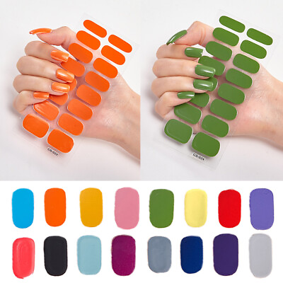 #ad Full Size Nail Wraps Stickers Polish Manicure Art Self Stick Decor 3D Strips