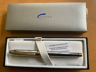 #ad Cross Townsend Fountain Pen Chrome amp; Gold Medalist Med Pt New In Box 506