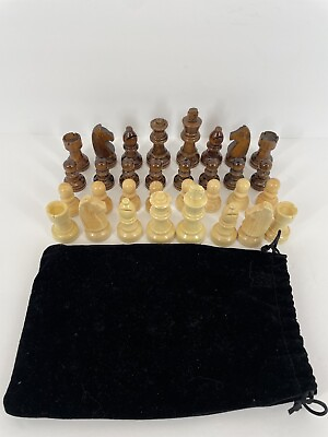 #ad Staunton Style Chess Pieces Set Made of Wood in Velvet Bag 3” King