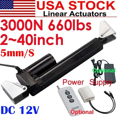 #ad Electric Linear Actuator Motor 12V DC 3000N 660lb 2quot; 40quot; Heavy Duty Waterproof