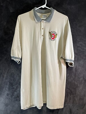 #ad Southeast Police Motorcycle Rodeo Short Sleeve Golf Polo Shirt Beige Size XL