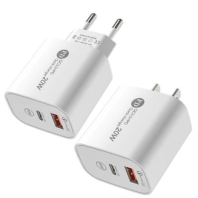 #ad USB Wall Charger PD20W USB A and Type C Fast Charging Block Double USB Plug