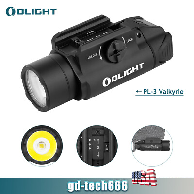 Olight PL 3 Valkyrie Weaponlight Rail Mount Light Tactical Flashlight Black NEW