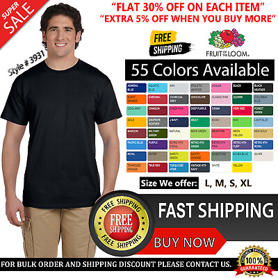 #ad Fruit Of The Loom Men#x27;s T Shirt Casual Blank HD Cotton Crew Plain T Shirt 3931