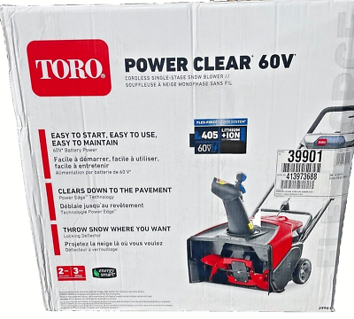 #ad NIB*Toro 39901 60V Cordless Electric Snow Blower c w 6.0AH Battery and Charger