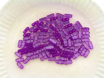 #ad Vintage NOS Light Purple Silk Effect Double Hole Tubular Bar Spacer Bead Lot