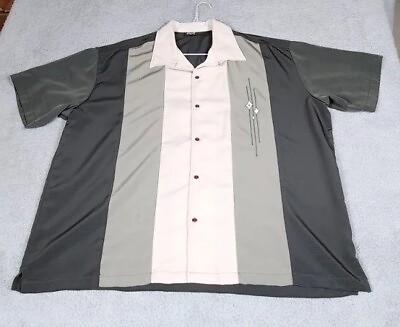 #ad Steady Bowling Shirt Mens Adult Size 3XL XXXL Green White Casual Button Up Top