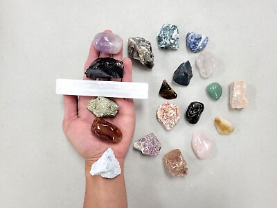 #ad 20 PCS Crystal Starter Set Mixed Healing Crystals Natural Gemstones Collection