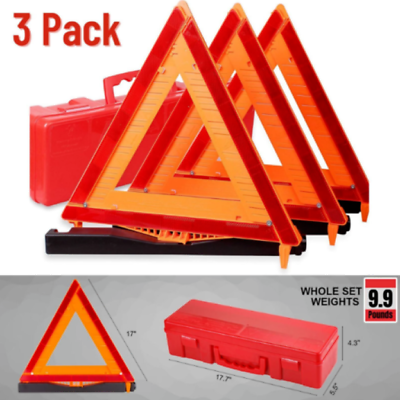 #ad Emergency Warning Triangle DOT Approved Reflective Safety Roadside Kit for Car
