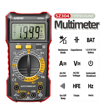 #ad Multifunction Digital Multimeter 1999 Counts AC DC Volt Current Ohm Tester Meter